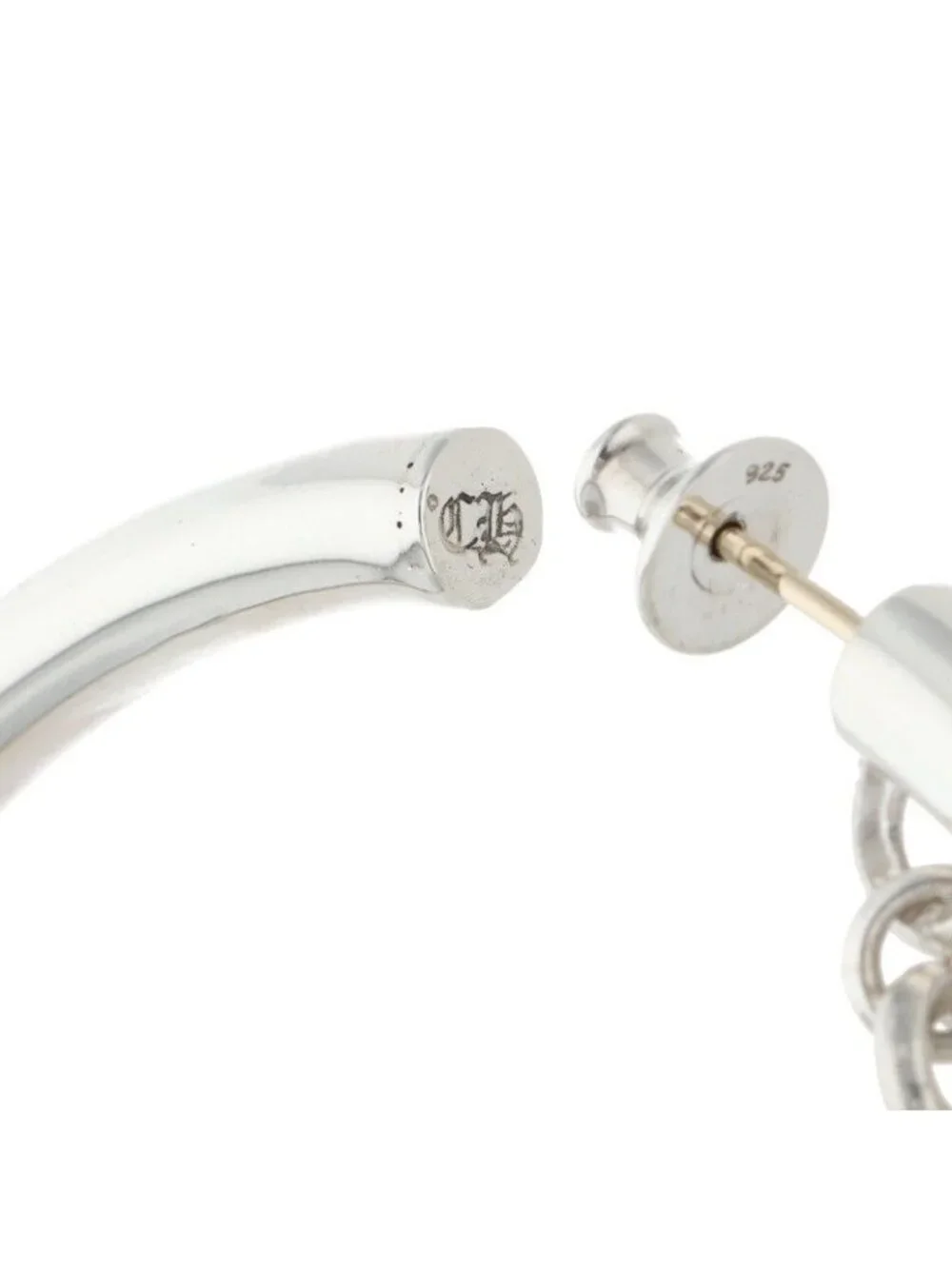 Chrome Hearts Tiny CH Silver Earrings with Cross
